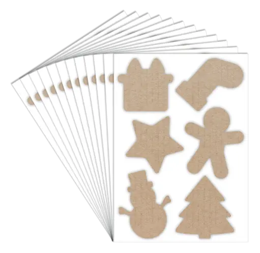 [8600] STICKERS KRAFT NOËL, 72 PCS
