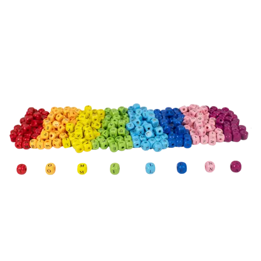 [82720] PERLES EN BOIS COLORÉES ALPHABET, 500 PIÈCES