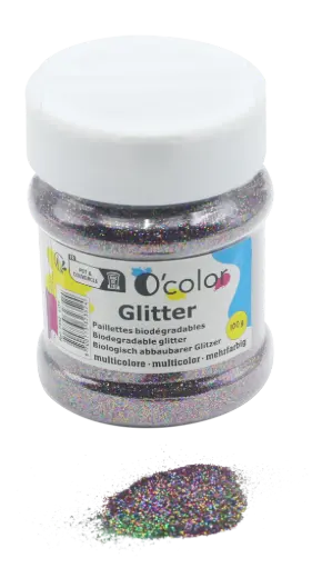[814007] PAILLETTES BIODÉGRADABLES MULTICOLORE, POT DE 100GR
