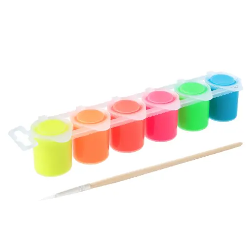 [500801B] FLUORESCERENDE GOUACHE DOOS VAN 6 POTTEN VAN 25CC