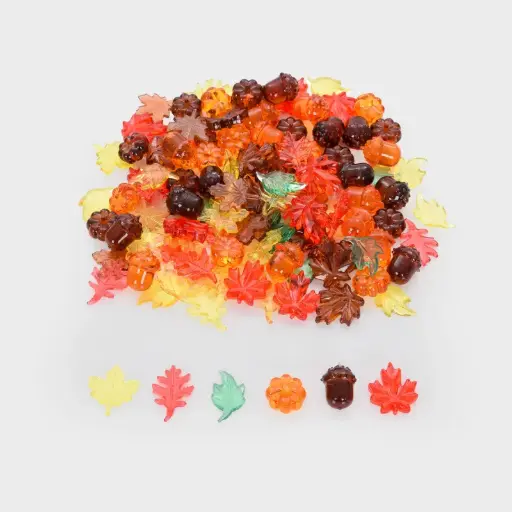 [91361] FEUILLES ET FRUITS D'ARBRES TRANSLUCIDES, 120 PIÈCES