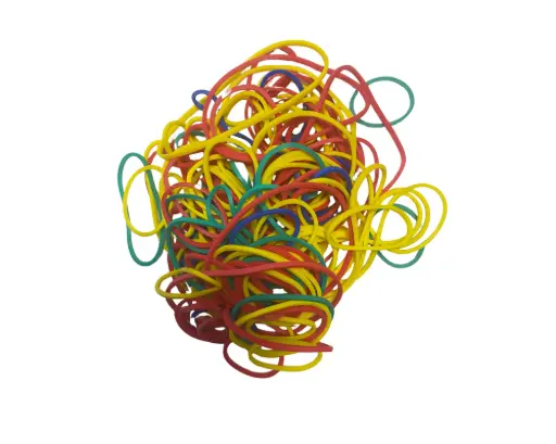 [0178] ELASTIQUES COULEURS ET TAILLES ASSORTIES, SAC DE 50 GRS.