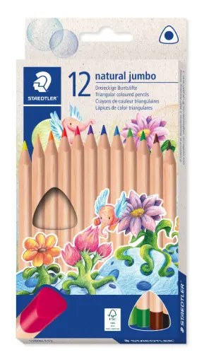 [5240] CRAYONS DE COULEURS NORIS NATURAL JUMBO, ÉTUI DE 12