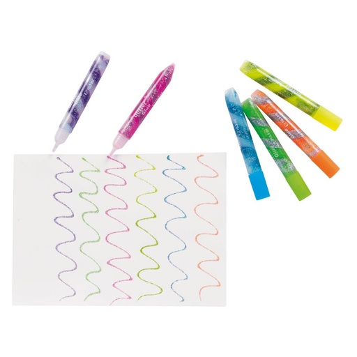 [813806] SPIRAAL GLITTERLIJM NEON, PAK VAN 6