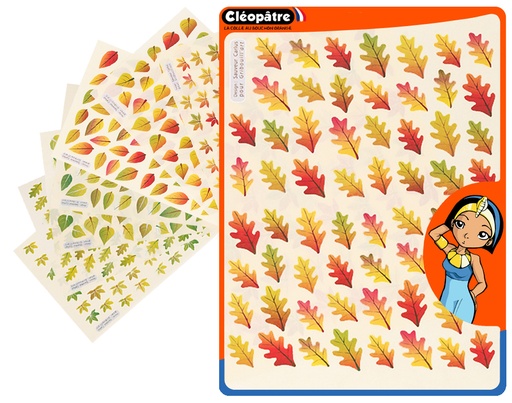 [829954] GOMMETTES ADHÉSIVES FEUILLES, 16 PLANCHES