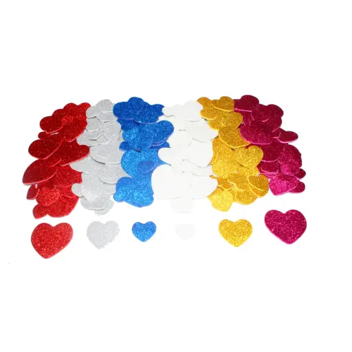 [821497] HEART STICKERS, GLITTERED