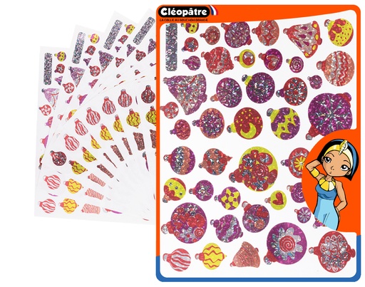 [82947] METALEN KERSTDECORATIE STICKERS, 12 VELLEN