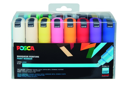 [53732] POSCA PC8K BASIC COLORS MARKERS, DOOS VAN 16