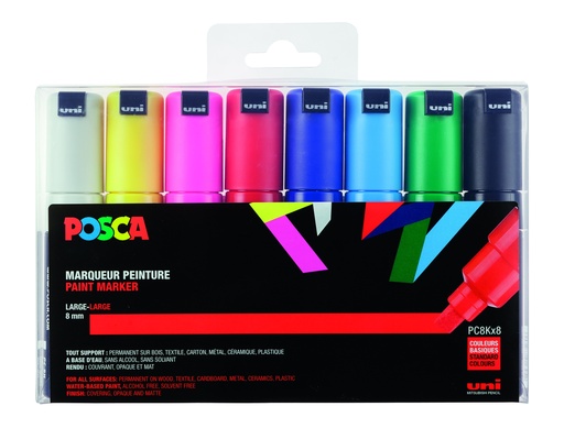 [53733] POSCA PC8K BASIC COLORS MARKERS, DOOS VAN 8