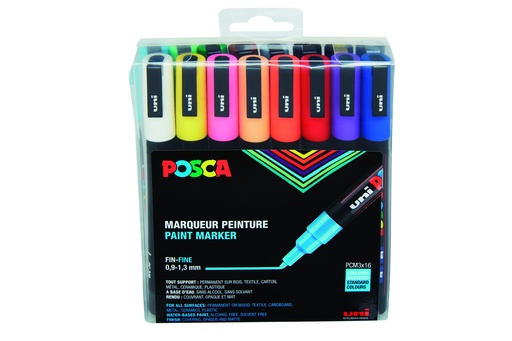 [5372] POSCA PC3M BASIC COLORS MARKERS, BOX OF 16