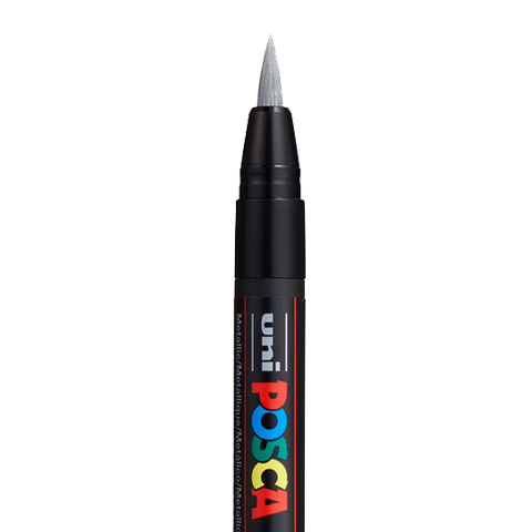 [CF3508] POSCA PCF350 BRUSH MARKER, SILVER