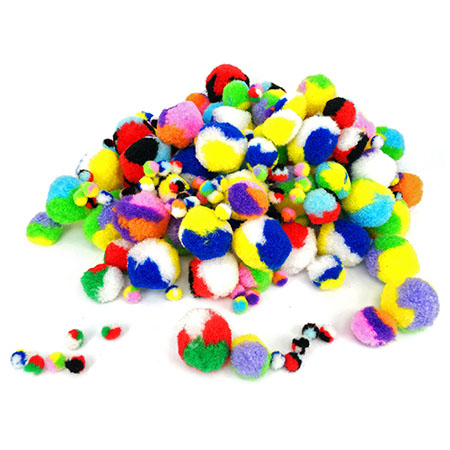 [827705] VEELKLEURIGE POMPONS, ZAK VAN 200