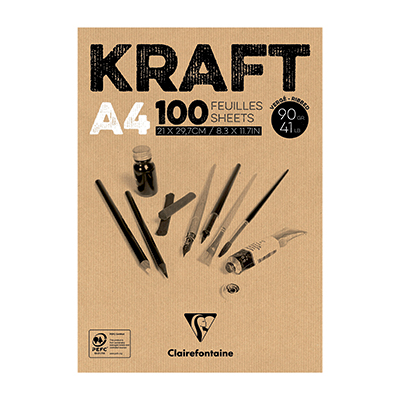 [BA040] A4 KRAFT PAPIERBLOK, 100 VEL