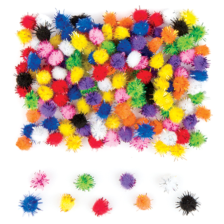 [827702] ADH. METALLIC POMPOMS, 150PCS
