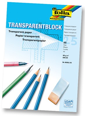 [1300] BLOC CALQUE A4 80G, 25 FEUILLES