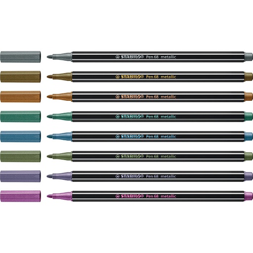 [53405] MARQUEURS STABILO PEN 68 MÉTALLIC, ÉTUI DE 8