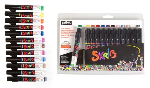 [507704] MARQUEURS ACRYLIQUE SKRIB, ETUI DE 12