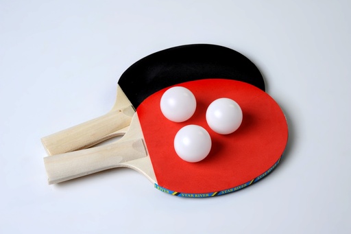 [9536] SET MIT 2 TISCHTENNISSCHLÄGERN + 3 BÄLLEN