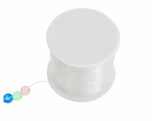 [8154] FIL NYLON ÉLASTIQUE 0.5MM, BOBINE DE 50M