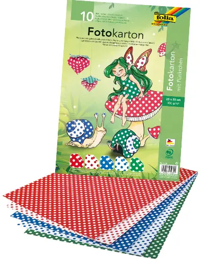 [2096] CARTON À POIS 25X35CM, 10 FEUILLES ASS.