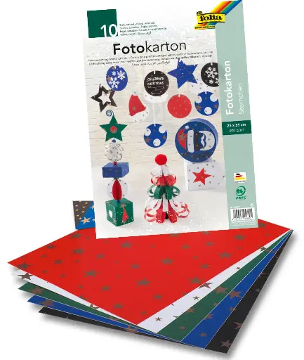 [2097] GOLD STAR CARDBOARD 25X35CM, 10 ASSORTED SHEETS.