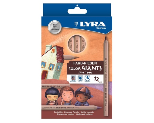 [523520] GIANT 'SKIN TONES' PENCILS, BOX OF 12
