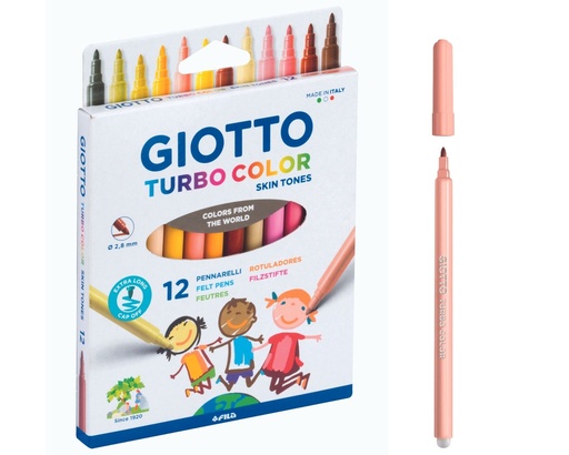 [53492] TURBO COLOR 'SKIN TONES-MULTICULTURAL' MARKER, BOX OF 12