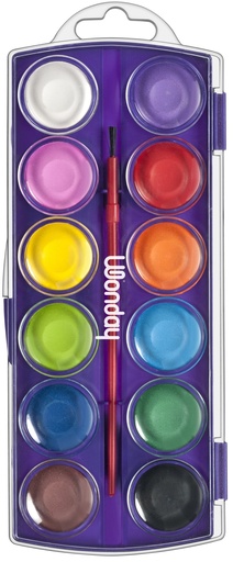 [5009] GEWÖHNLICHE AQUARELLFARBE, 12 NÄPFCHEN, 30 MM