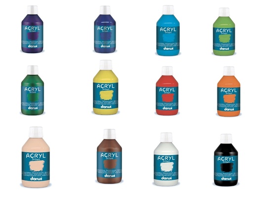 [5026] ASSORTIMENT 12 PEINTURES ACRYLIQUES BRILL' LAKE 250ML